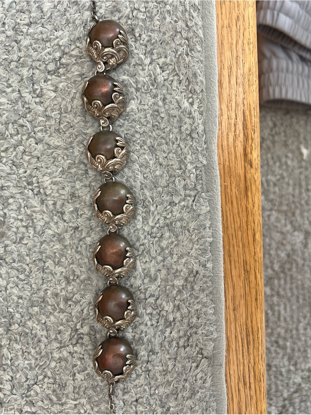 Handcrafted Brown Bead Choker with Silver Accents